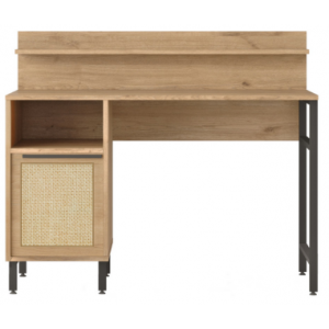 KVÆN Skrivebord i stål og møbelplade H100 x B120 x D60 cm - Sort/Eg/Natur