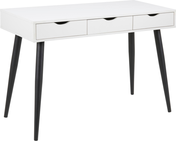 Almera, Skrivebord, Hvid/Sort, Melamin (H: 77,1 x B: 110 x D: 50)