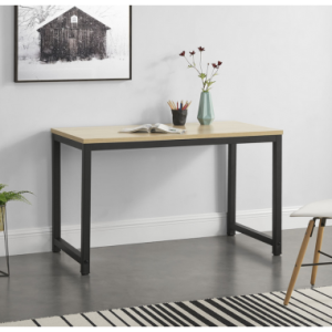 HERNING Skrivebord i metal og melamin H75 x B120 x D60 cm - Sort/Natur