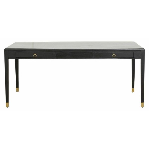 EMS skrivebord i mangotræ - 179x90 - sort/guld finish
