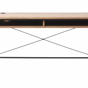 Echelon skrivebord, m. 2 rum - natur egetræsfiner/eg og sort metal (60x120)