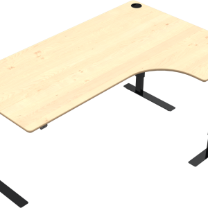 Elektrisk hæve-/sænkebord to-bens L-form ZenNord VersaStand skrivebord natur ahorn/sort 180x120 cm