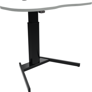 Enkeltben hæve-/sænkebord hjerteformet ZenNord OptiHeight - hvid/sort skrivebord, højdejusterbart 68-120 cm