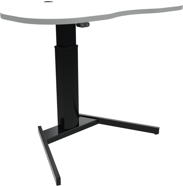 Enkeltben hæve-/sænkebord hjerteformet ZenNord OptiHeight - hvid/sort skrivebord, højdejusterbart 68-120 cm