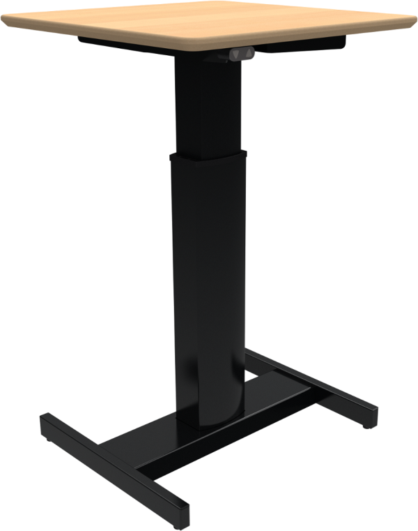 Enkeltben hæve-/sænkebord højdejusterbart skrivebord ZenNord FluidForm 68-120 cm 60x60 cm natur/sort med hjul og batteri