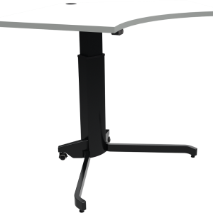 Enkeltben hæve-/sænkebord/højdejusterbart skrivebord ZenNord AeroTable femkantet hvid/sort med låsbare hjul H68-120 x B92 x L138 cm