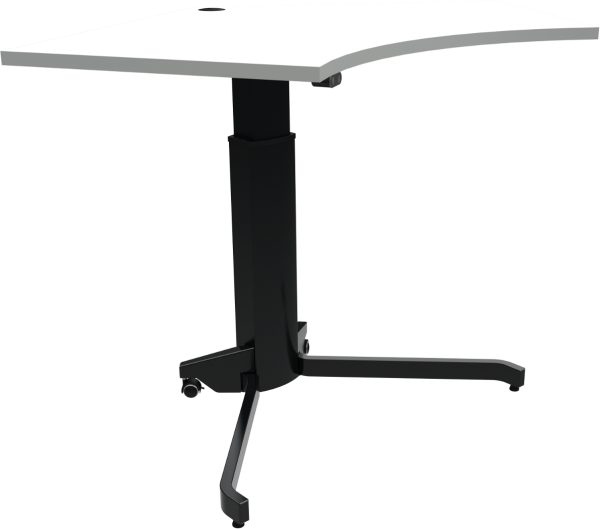 Enkeltben hæve-/sænkebord/højdejusterbart skrivebord ZenNord AeroTable femkantet hvid/sort med låsbare hjul H68-120 x B92 x L138 cm