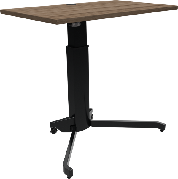 Enkeltben hæve/sænkebord ZenNord AeroTable højdejusterbart skrivebord med låsbare hjul mørk natur/sort 68-120 cm