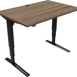 Firkantet to-bens hæve-/sænkebord skrivebord ZenNord Rise&Rest 501-43 120x80 cm valnød/sort