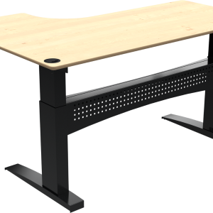 Hæve-/sænkebord L-form ZenNord FlexDesk sit-stand skrivebord ahorn/sort 180x120 cm