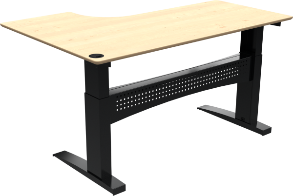 Hæve-/sænkebord L-form ZenNord FlexDesk sit-stand skrivebord ahorn/sort 180x120 cm