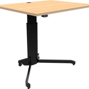 Hæve-/sænkebord ZenNord AeroTable enkeltbenet skrivebord bøge-melamin natur/sort 100x80 cm 68-120 cm med låsbare hjul