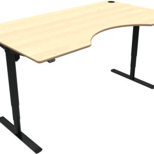 Hæve-/sænkebord ZenNord ComfortZone centerudskæring ahorn/sort justerbart skrivebord H65-125 cm