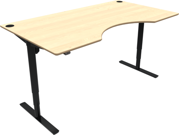 Hæve-/sænkebord ZenNord ComfortZone centerudskæring ahorn/sort justerbart skrivebord H65-125 cm