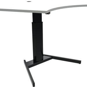 Hæve-sænkebord ZenNord OptiHeight femkantet enkeltben - justerbart skrivebord hvid/sort, 68-120 cm