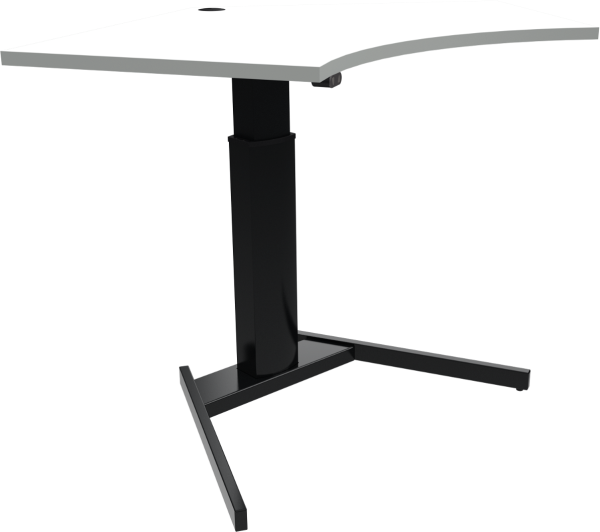 Hæve-sænkebord ZenNord OptiHeight femkantet enkeltben - justerbart skrivebord hvid/sort, 68-120 cm