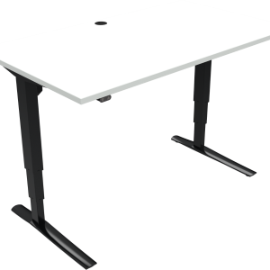 Hæve-sænkebord ZenNord Rise&Rest justerbart skrivebord to-bens firkantet 140x80xH65-125 cm hvid/sort