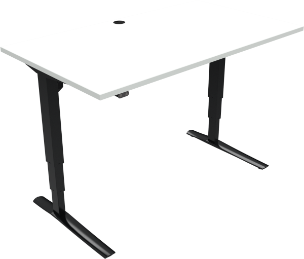 Hæve-sænkebord ZenNord Rise&Rest justerbart skrivebord to-bens firkantet 140x80xH65-125 cm hvid/sort