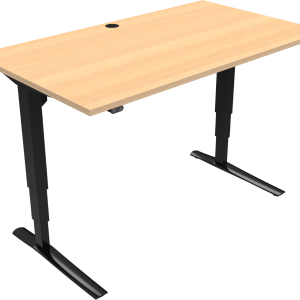 Hæve-sænkebord ZenNord Rise&Rest to-bens firkantet skrivebord i bøg natur/sort højdejusterbart 65-125 cm