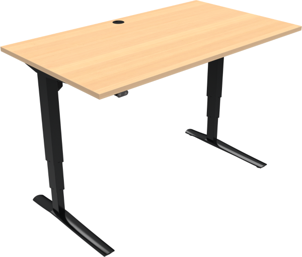 Hæve-sænkebord ZenNord Rise&Rest to-bens firkantet skrivebord i bøg natur/sort højdejusterbart 65-125 cm