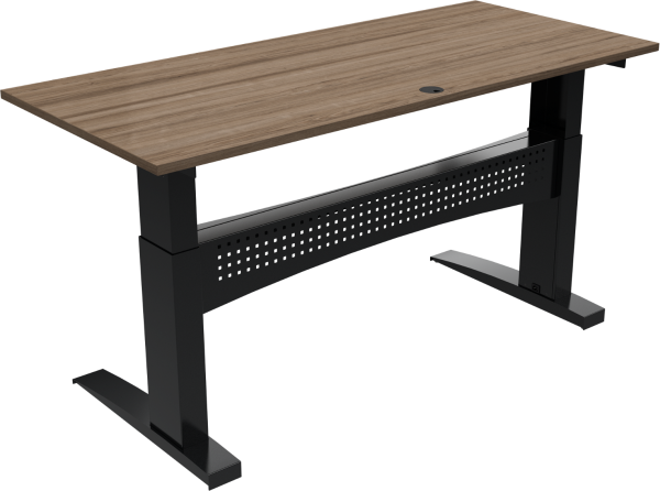 Hæve-/sænkebord skrivebord ZenNord FlexDesk to-bens 180x80 cm valnød melamin mørk natur/sort