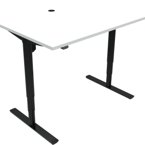 Hæve-/sænkebord skrivebord to-bens firkantet ZenNord ComfortZone 501-49 i MFC 120x80 cm hvid/sort med kabelgennemføring