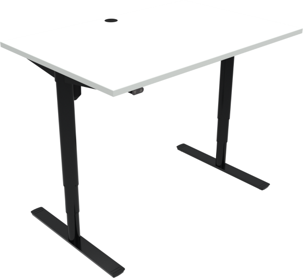 Hæve-/sænkebord skrivebord to-bens firkantet ZenNord ComfortZone 501-49 i MFC 120x80 cm hvid/sort med kabelgennemføring