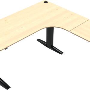 L-formet tre-bens hæve-/sænkebord ZenNord ElevateLine skrivebord ahorn/sort