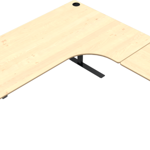 L-formet tre-bens hæve-/sænkebord sit-stand skrivebord ZenNord VersaStand 501-37 natur ahorn/sort 180x180 cm