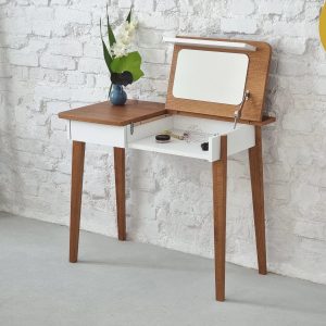 MeWise skrivebord/sminkebord, 90x48cm, sort og aske-farvet