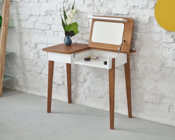 MeWise skrivebord/sminkebord, 90x48cm, sort og aske-farvet