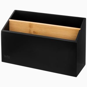 Opbevaring til skrivebord i bambus - Sort - 24,9cm x 9,1cm x 16cm - Blake