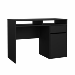 Prestige skrivebord 110 x 48 cm med 1 låge og 1 skuffe i mat sort