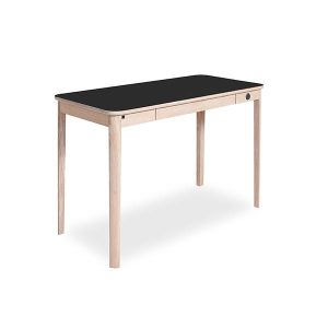 Skovby SM131 skrivebord - 55 x 115 cm. - hvidolieret eg m. sort nano-laminat bordplade