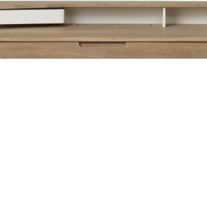 Skrivebord Nordique Design Amalfi 90x60 cm natur massiv eg med skuffe og sort metalbase