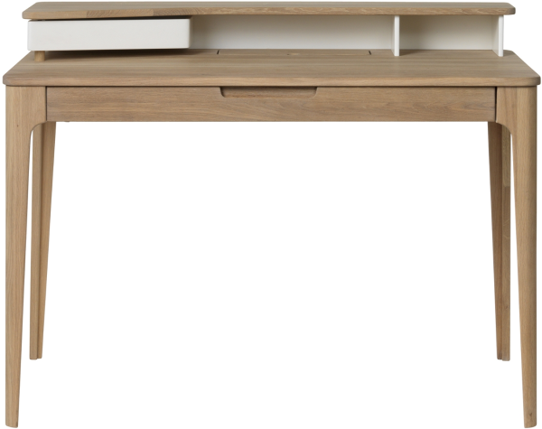 Skrivebord Nordique Design Amalfi 90x60 cm natur massiv eg med skuffe og sort metalbase