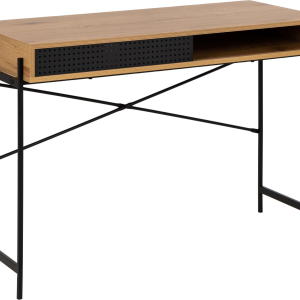 Skrivebord Signature Orlina arbejdsbord i MDF mat vild eg med sort stel 110x50 cm