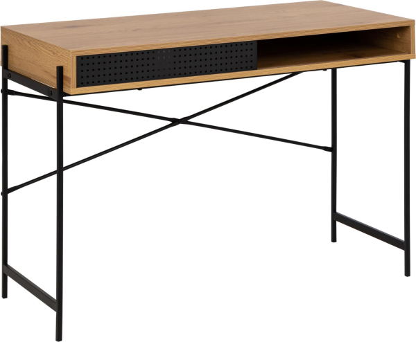 Skrivebord Signature Orlina arbejdsbord i MDF mat vild eg med sort stel 110x50 cm
