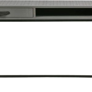 Skrivebord WOOOD Morris af massivt gråt fyrretræ med rustik finish og sort metalramme, 130x58x75 cm