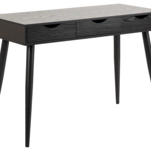 Space skrivebord 110 x 50 Melamin sort ask struktur med 3 skuffer.