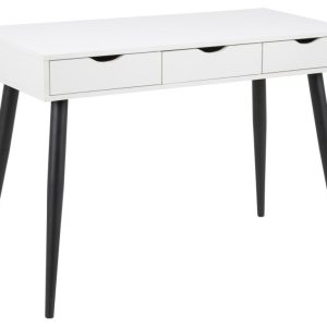 Space skrivebord 110 x 50 hvid Melamin med 3 skuffer og med sorte ben.