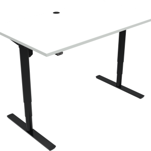To-bens firkantet hæve-/sænkebord ZenNord ComfortZone ergonomisk skrivebord hvid/sort 140x80 cm