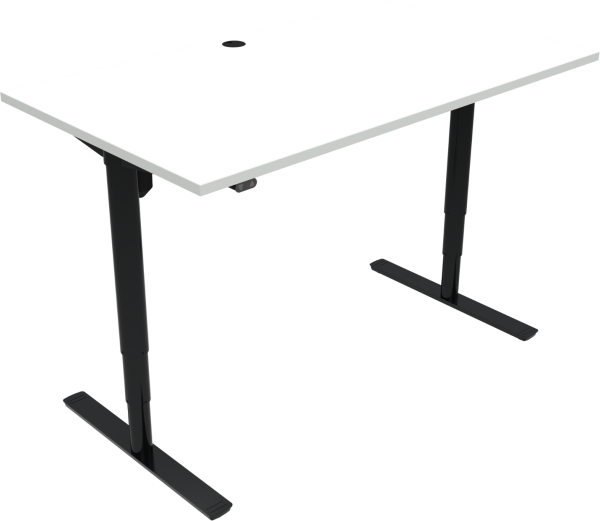 To-bens firkantet hæve-/sænkebord ZenNord ComfortZone ergonomisk skrivebord hvid/sort 140x80 cm