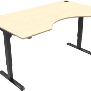 To-bens hæve-/sænkebord ZenNord AdaptDesk ergonomisk højdejusterbart skrivebord 180x100 cm natur/sort ahorn