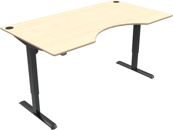 To-bens hæve-/sænkebord ZenNord AdaptDesk ergonomisk højdejusterbart skrivebord 180x100 cm natur/sort ahorn