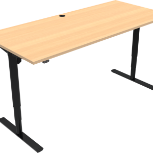 To-bens hæve-/sænkebord ZenNord ComfortZone højdejusterbart skrivebord 65-125 cm højde, 180x80 cm bøgetræ/sort