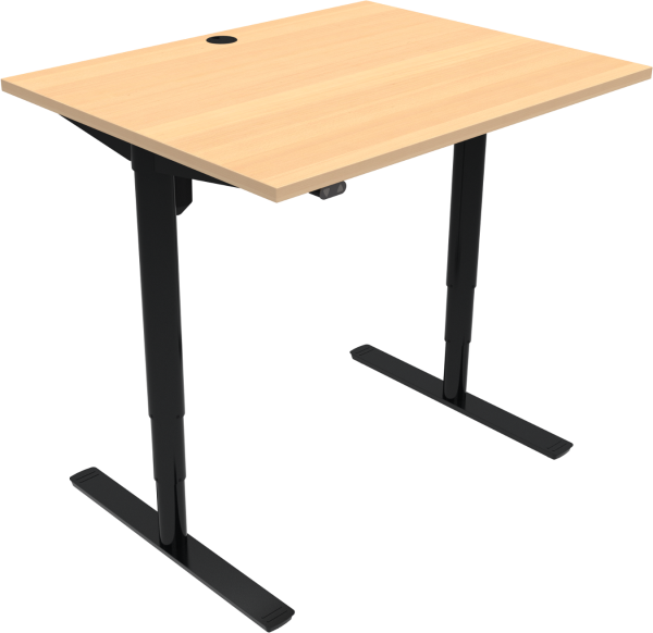 To-bens hæve-/sænkebord ZenNord ComfortZone justerbart skrivebord i bøg/sort 100x80 cm