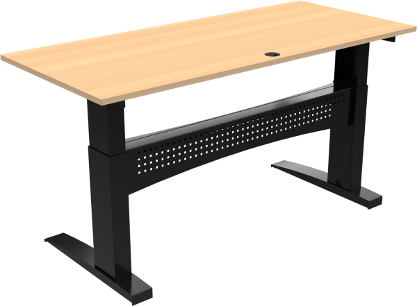 To-bens hæve-/sænkebord ZenNord FlexDesk sit-stand skrivebord 180x80 cm natur/sort bøg