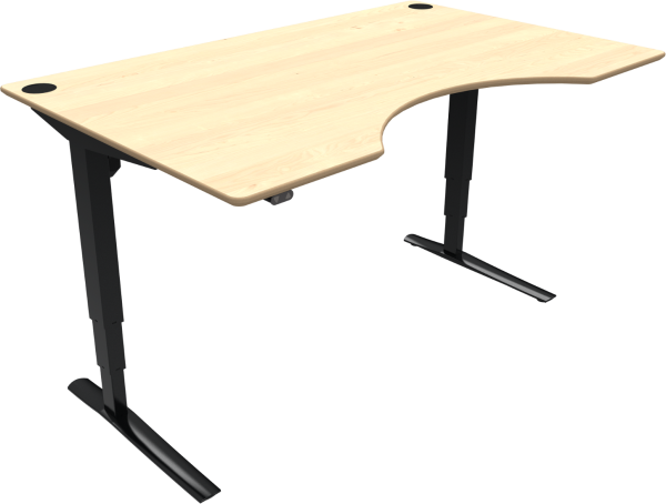 To-bens hæve-/sænkebord ZenNord Rise&Rest skrivebord centerudskæring ahorn natur/sort 65-125 cm 160x100 cm