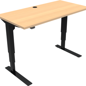 To-bens hæve-/sænkebord ZenNord VersaStand firkantet natur/sort skrivebord 120x60 cm højde 57-122 cm
